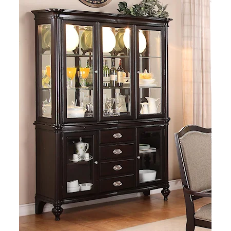 Buffet with Hutch with Glass Door and Shelves